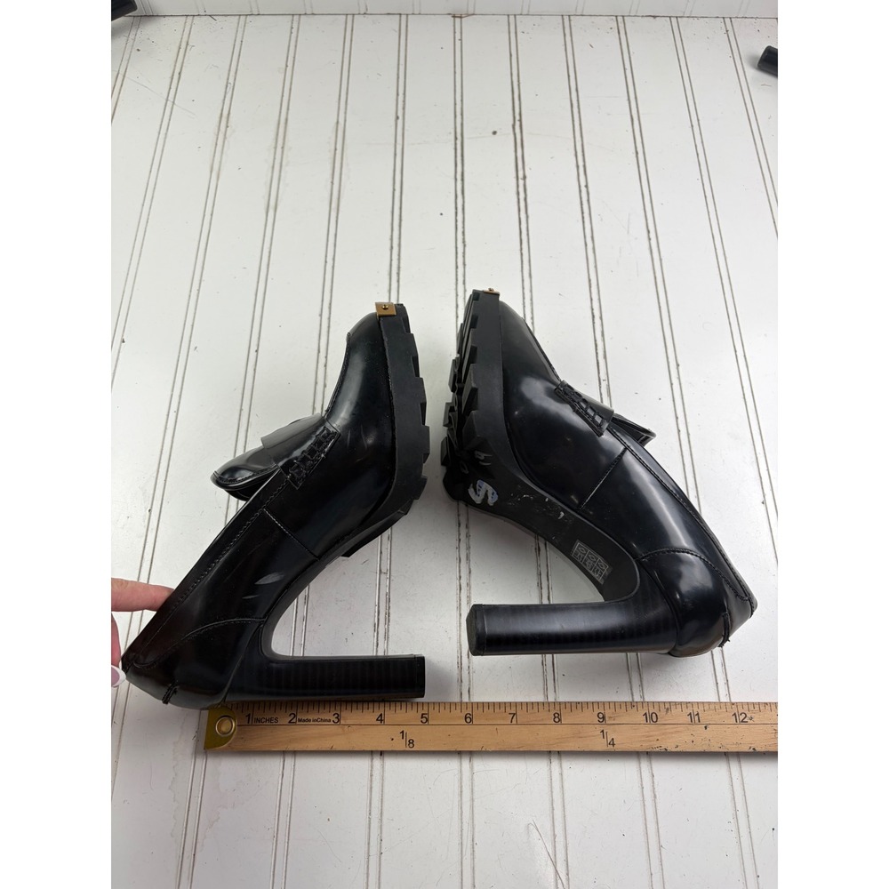 Karl Lagerfeld Vintage Virna Black Patent Platform Loafer Heels Women's Size 8.5 - Picture 8 of 10